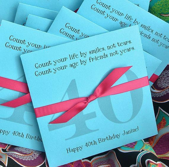 40th Birthday Party Favors
 Custom Lottery Ticket Envelopes for 40th Birthday