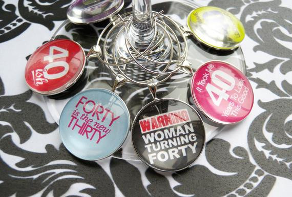 40th Birthday Party Favors
 40th Birthday wine charms party favors hostess ts fun