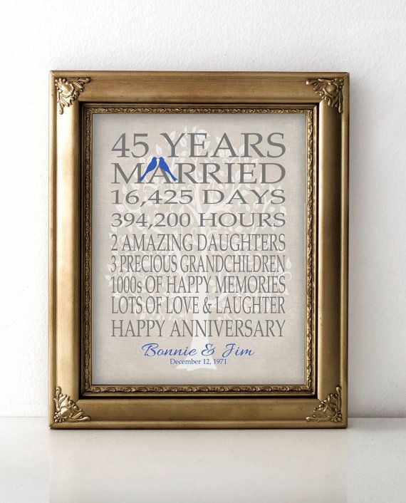45 Year Anniversary Gift Ideas
 45th Wedding Anniversary Gift for Parents by