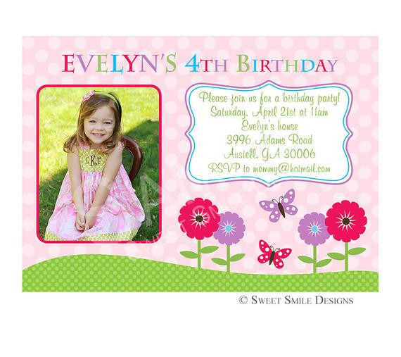 4th Birthday Invitation Wording
 Items similar to Birthday Invitation Printable