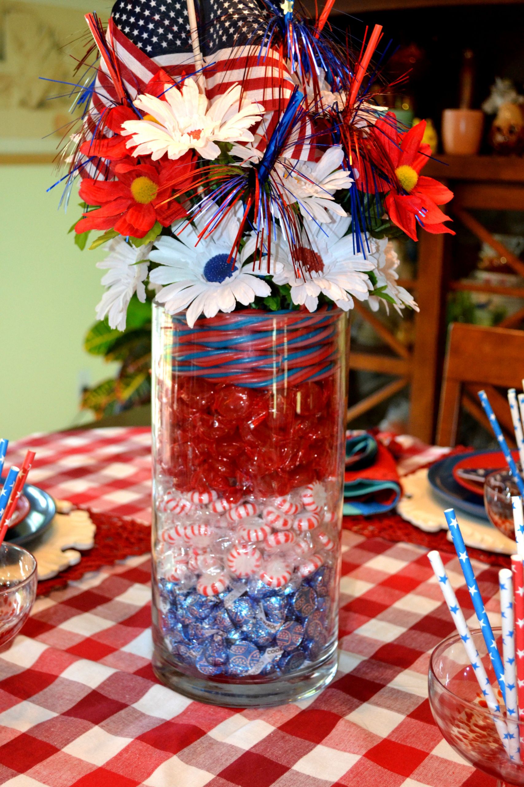 4th Of July Centerpiece Ideas
 July 4th Candy Centerpiece and Table