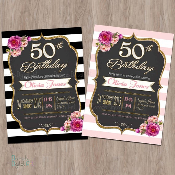 50Th Birthday Party Invitation Ideas
 50th Birthday Invitation 50th Birthday Invitation for Women