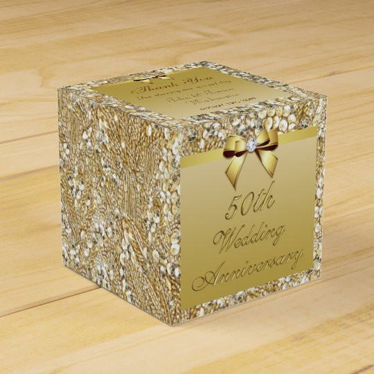 50th Wedding Anniversary Favors
 50th Gold Wedding Anniversary Custom Thank You Favor Box