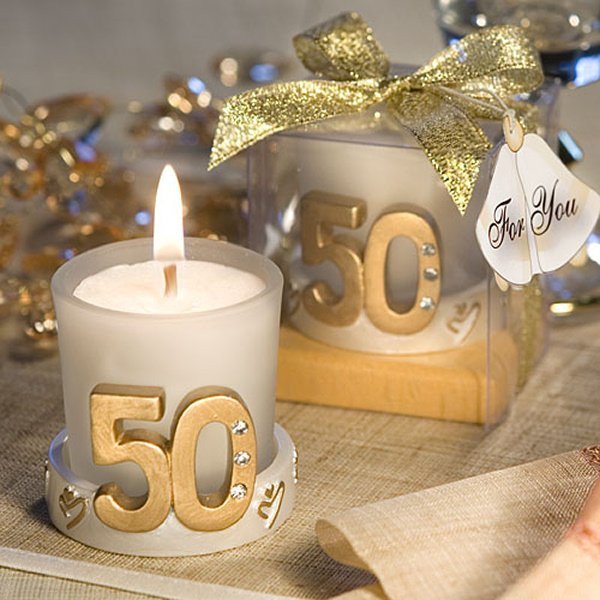 50th Wedding Anniversary Favors
 Gold Candle 50th Anniversary Favors