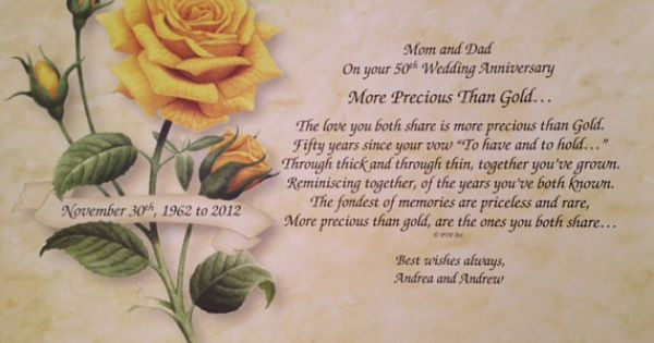 50Th Wedding Anniversary Gift Ideas For Aunt And Uncle
 50th Wedding Anniversary Personalized Poem Gift for