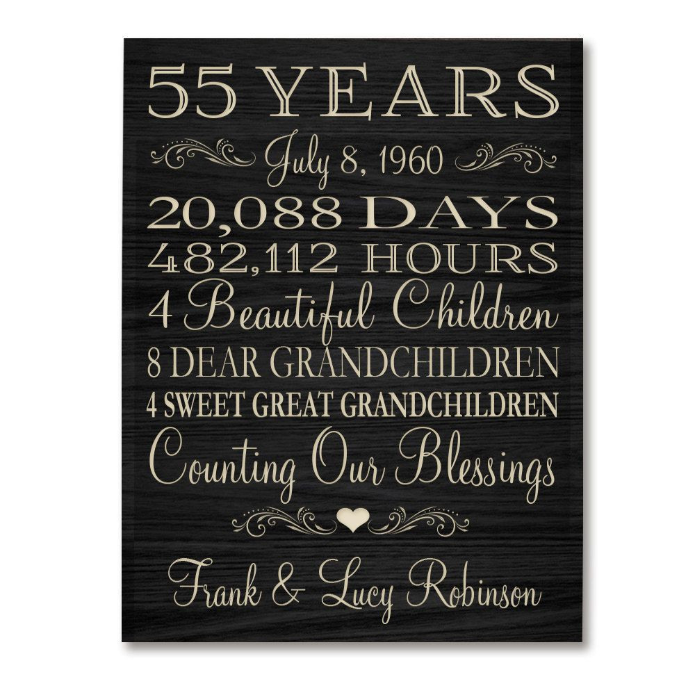 55Th Wedding Anniversary Gift Ideas
 Personalized 55th anniversary t for him 55 year wedding