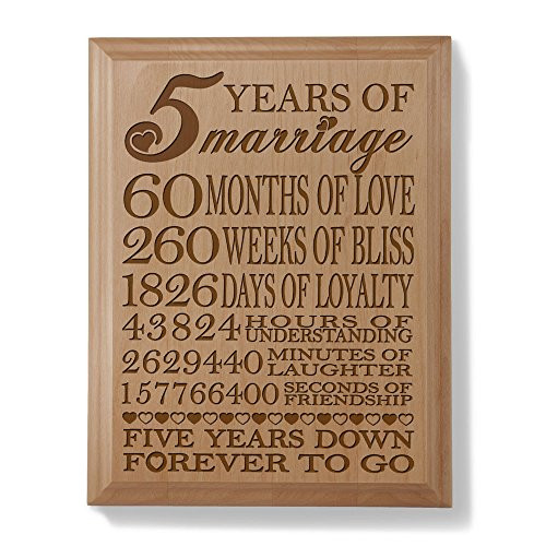5Th Anniversary Gift Ideas For Husband
 Kate Posh 5th Anniversary Engraved Natural Wood Plaque