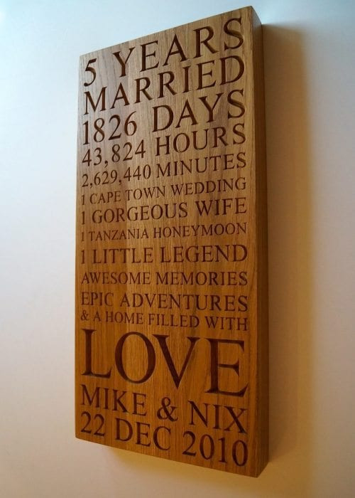 5Th Anniversary Gift Ideas For Husband
 Personalised Wooden Gifts