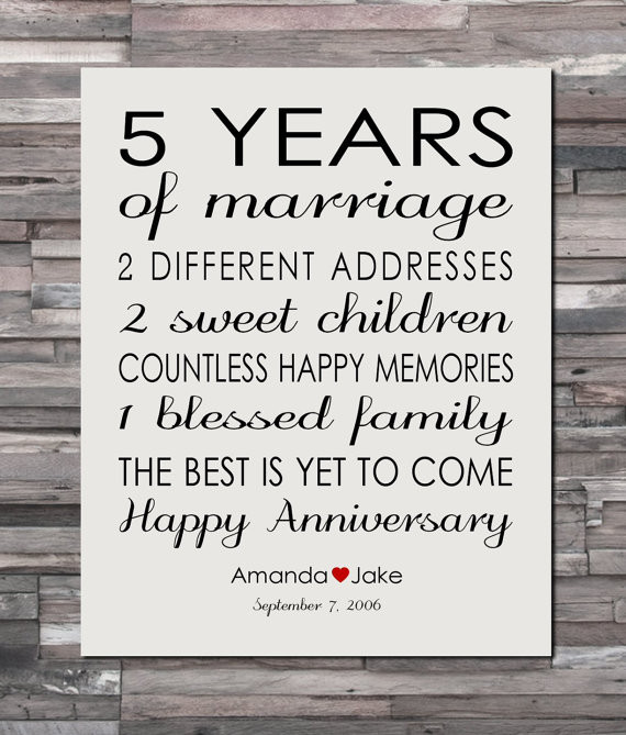 5Th Anniversary Gift Ideas For Husband
 Anniversary Gift Print 5 Year Wedding 5th Anniversary