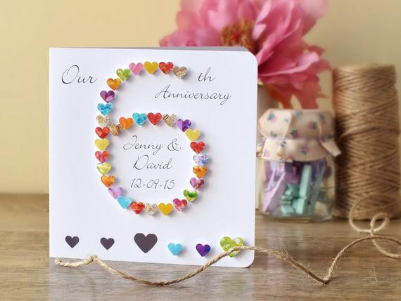 6 Year Anniversary Gift Ideas
 6th Wedding Anniversary Card Personalised Custom 6th