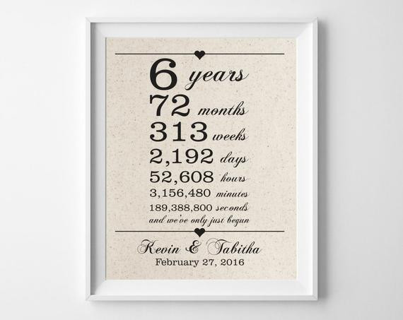 6 Years Anniversary Gift Ideas
 6 Years To her 6th Anniversary Gift for Him Cotton Gift