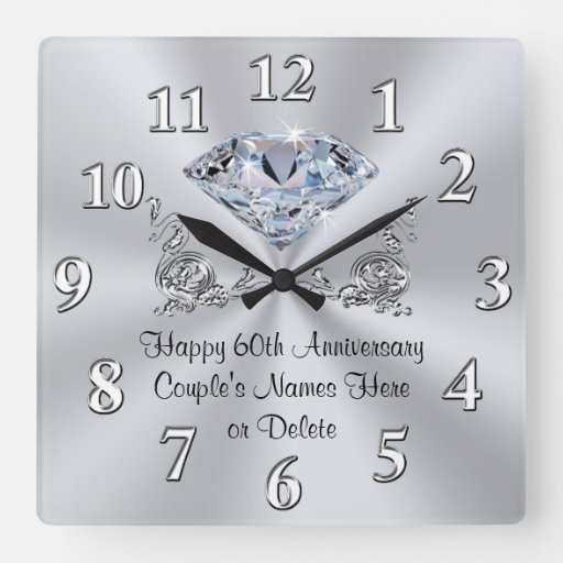 60Th Anniversary Gift Ideas
 Diamond Personalized 60th Anniversary Gifts CLOCK