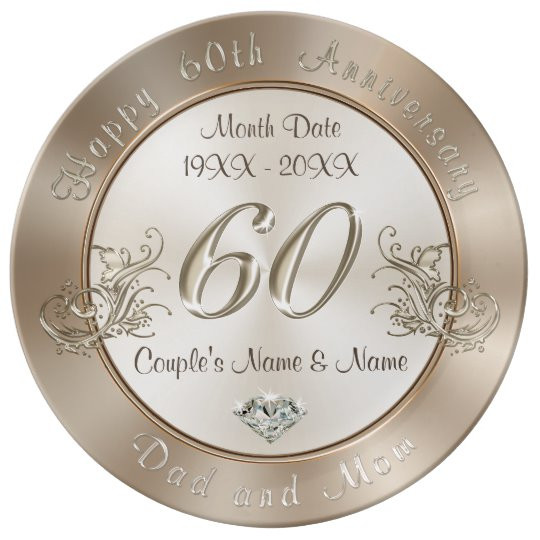 60Th Anniversary Gift Ideas
 Personalised 60th Anniversary Gifts for Parents Plate