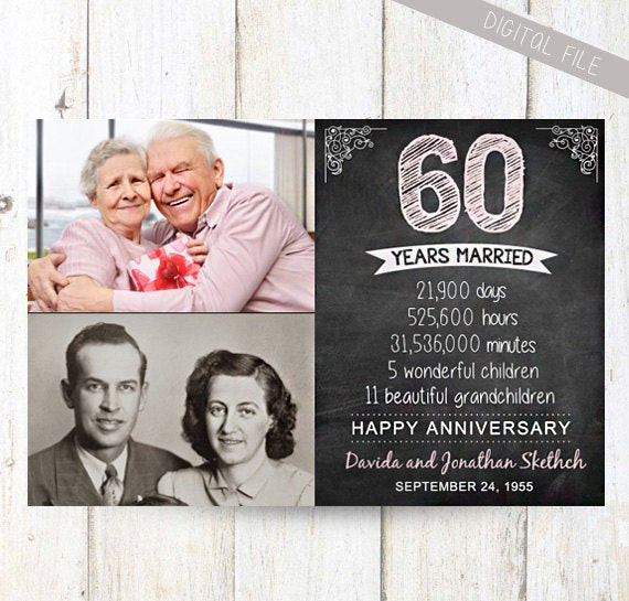 60Th Anniversary Gift Ideas For Parents
 60th anniversary t for wife husband or best friends