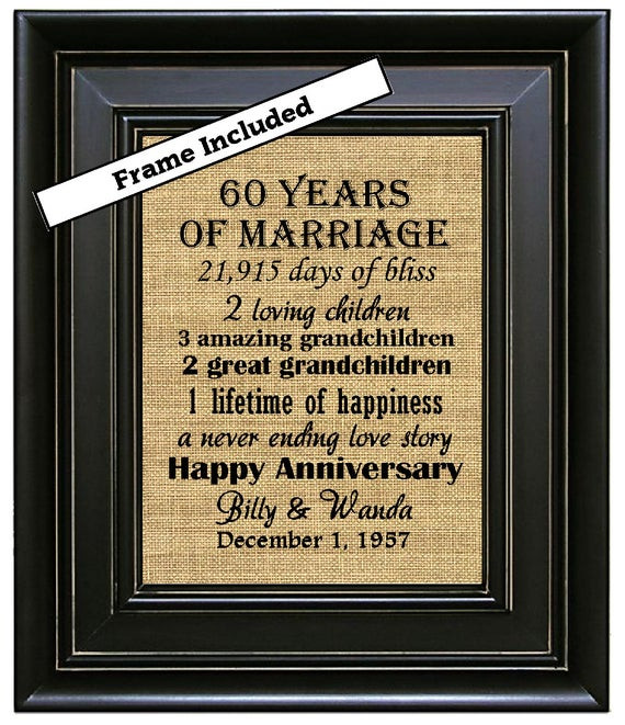 60Th Anniversary Gift Ideas For Parents
 FRAMED 60th Wedding Anniversary 60th Anniversary Gifts 60th