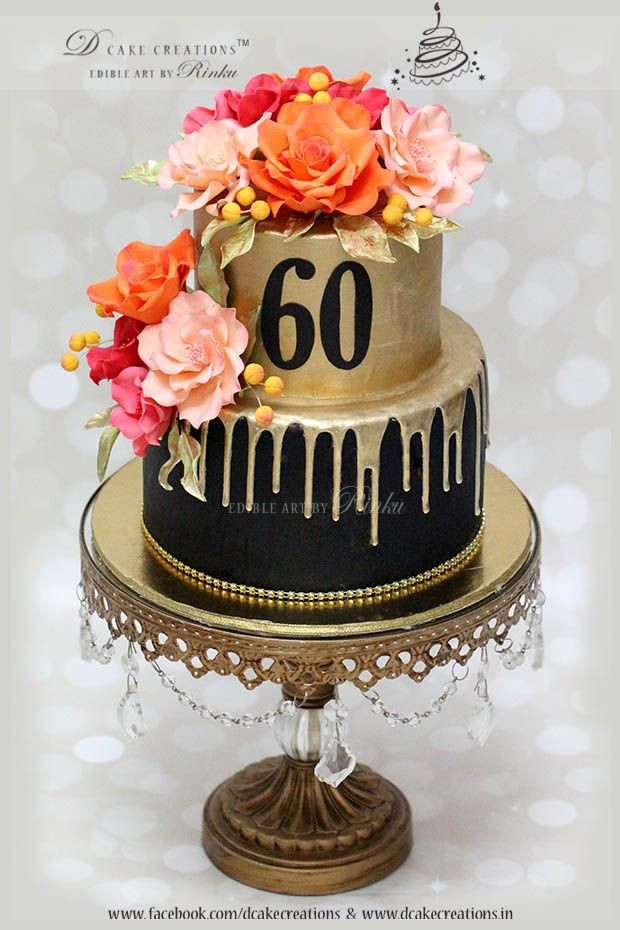 60th Birthday Cake Decorations
 Gold Dripping Cake Cake for La s in 2019