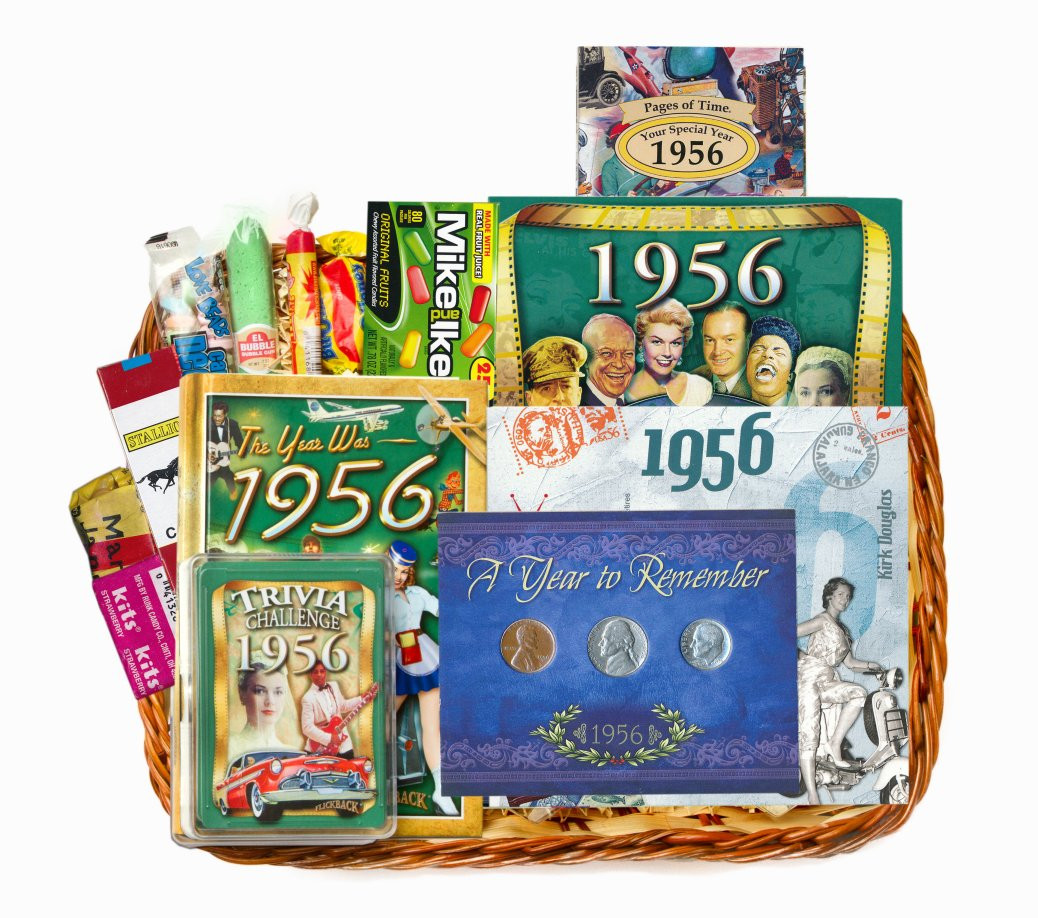 60Th Birthday Gift Basket Ideas
 60th Anniversary or Birthday Gift Basket for 1956 or 1957