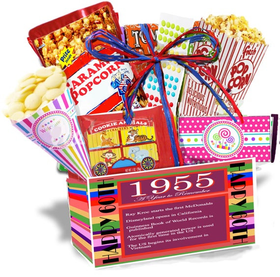 60Th Birthday Gift Basket Ideas
 60th Birthday Gift Basket Box 1955 We Turned the Past
