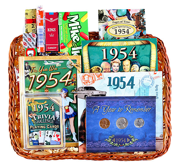 60Th Birthday Gift Basket Ideas
 60th Anniversary or 60th Birthday Gift Basket for 1955