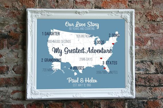 60Th Wedding Anniversary Gift Ideas For Parents
 60th Anniversary Gift 60 Year Anniversary 60th by SoleStudio