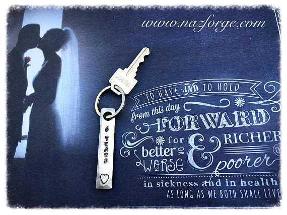 6Th Wedding Anniversary Gift Ideas For Her
 6th Year Iron Wedding Anniversary Keychain Gift Idea for Wife