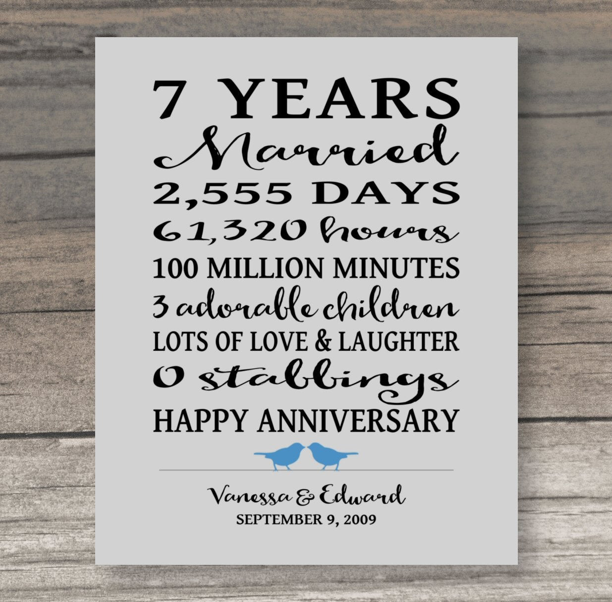 7 Yr Anniversary Gift Ideas
 7 Year ANNIVERSARY GIFT Funny Anniversary Gift for Spouse Art