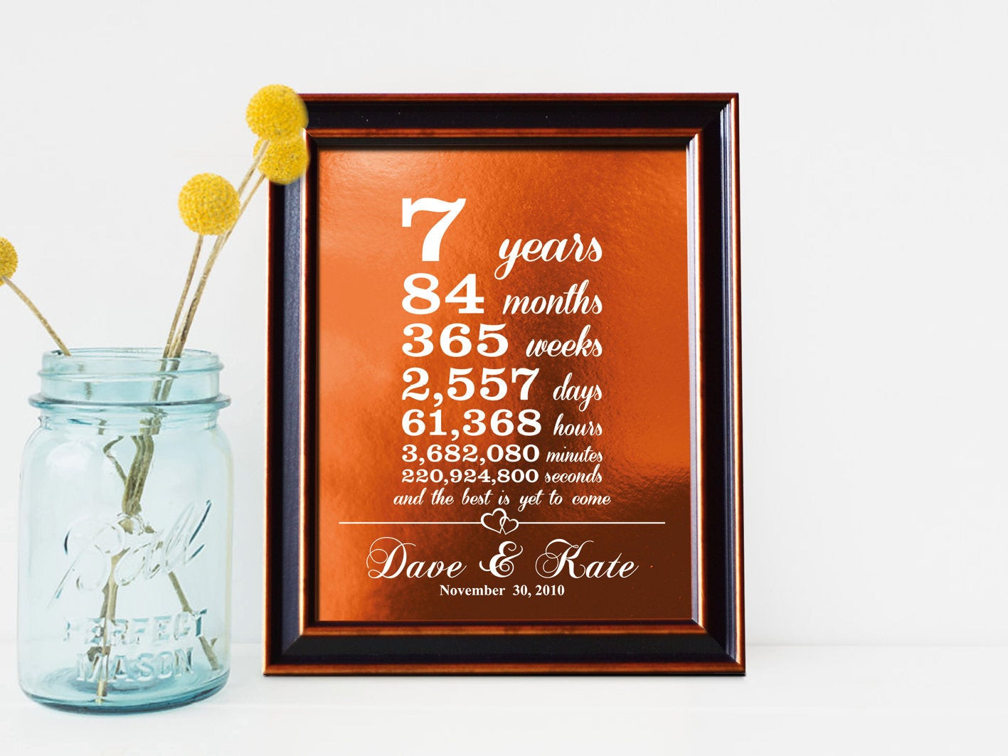 7 Yr Anniversary Gift Ideas
 7th Anniversary Gift Real Copper foil 7 Year To her for