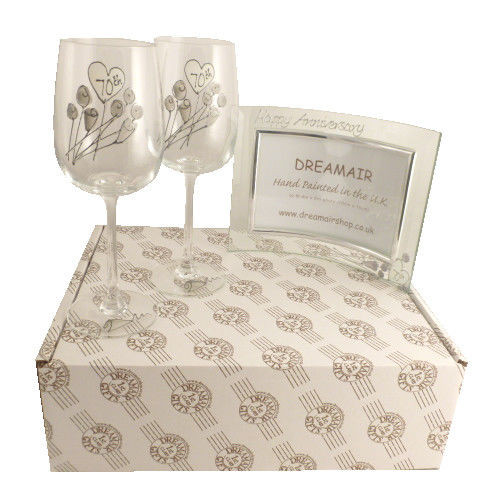 70Th Wedding Anniversary Gift Ideas
 70th Platinum Wedding Anniversary Wine Glasses and