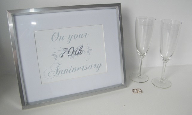 70Th Wedding Anniversary Gift Ideas
 Stunning Diamante 70th Platinum Wedding Anniv Folksy