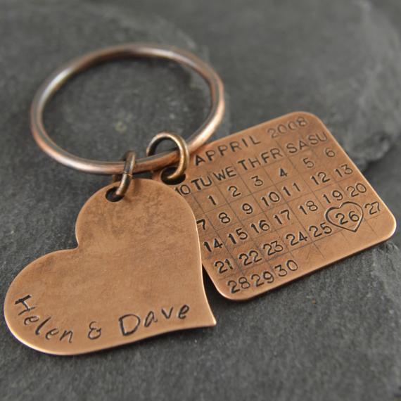 8Th Anniversary Gift Ideas For Her
 Bronze Anniversary Keychain Bronze t 8th anniversary