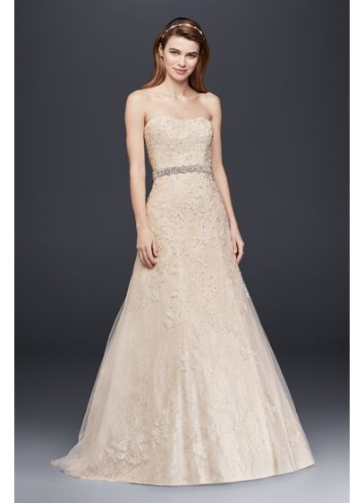 A Line Lace Wedding Dress
 Jewel Lace A Line Wedding Dress with Beaded Detail
