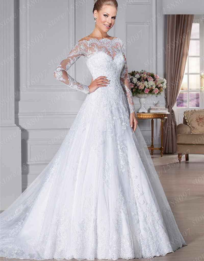 A Line Lace Wedding Dress
 Custom made Vestido De Noivas A line Lace Wedding dresses