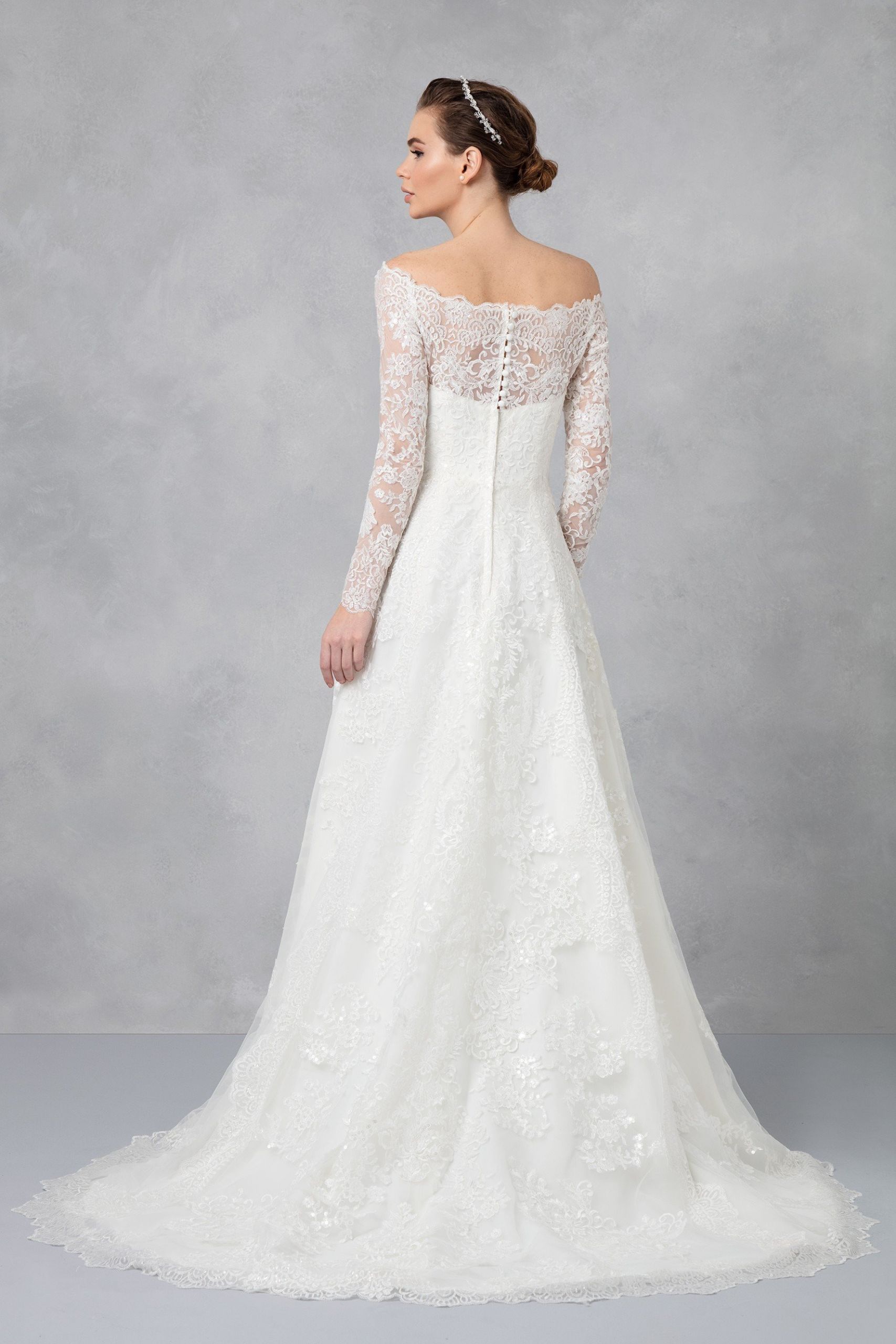 A Line Lace Wedding Dress
 Petite f The Shoulder Lace A Line Wedding Dress 7CWG765