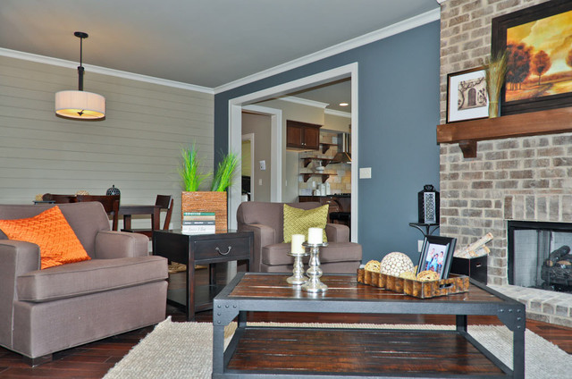 Accent Walls In Living Room
 Blue Accent Wall Transitional Living Room Birmingham
