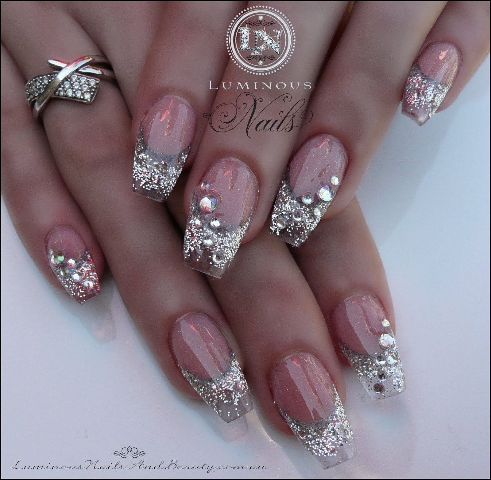 Acrylic Nails With Glitter
 Luminous Nails November 2013