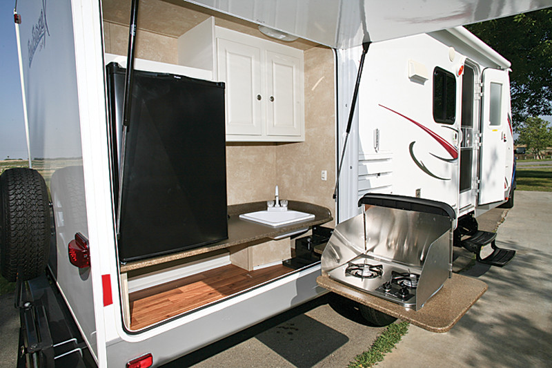 Adding Outdoor Kitchen To Rv
 Small camper w outdoor kitchen