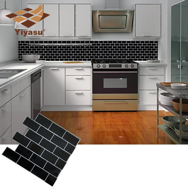 Adhesive Bathroom Tiles
 Black Subway Tile Self Adhesive Peel and Stick Backsplash