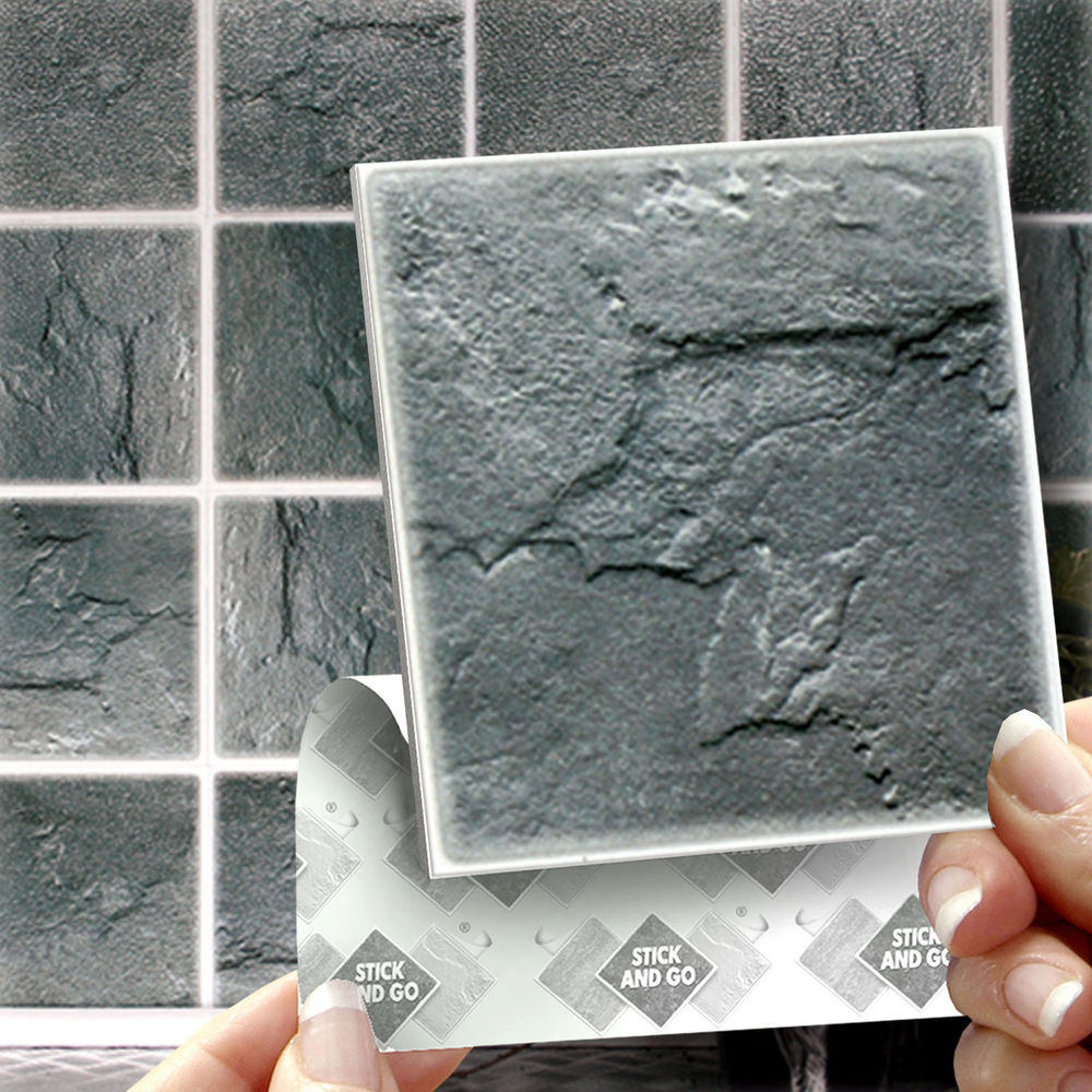Adhesive Bathroom Tiles
 18 Slate Stick Self Adhesive Wall Tile Stickers For