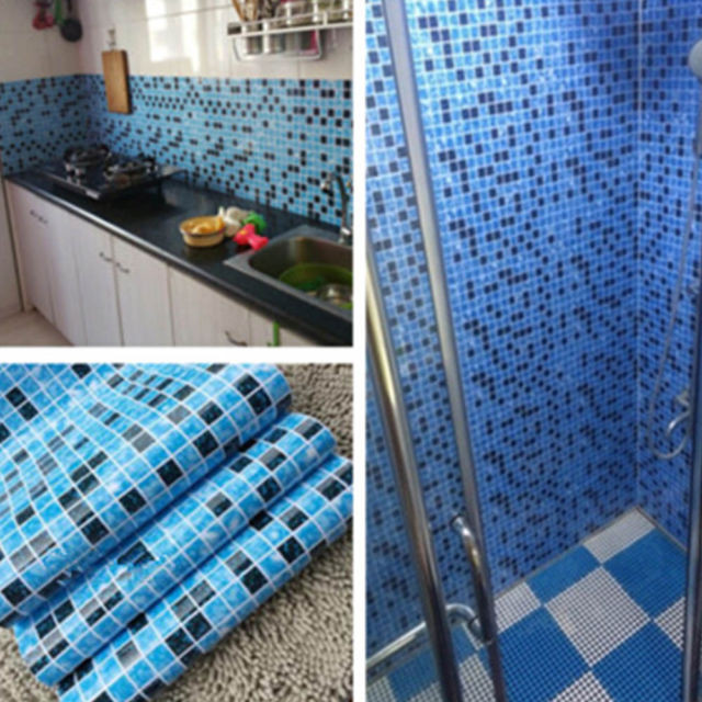 Adhesive Bathroom Tiles
 Kitchen Bathroom PVC Tiles Mosaic Self Adhesive Wallpaper