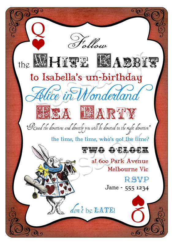 Alice In Wonderland Birthday Party Invitations
 Alice in Wonderland Invitation
