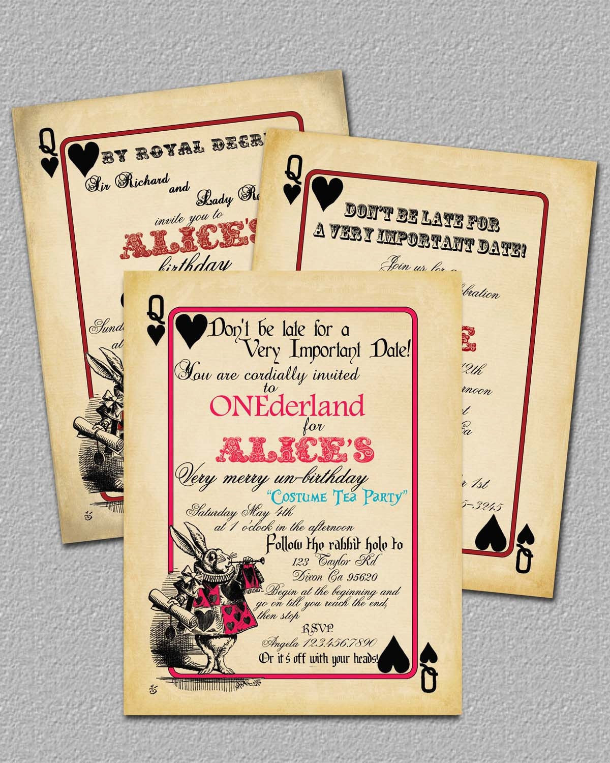 Alice In Wonderland Birthday Party Invitations
 Playing Card Alice in Wonderland Invitation by