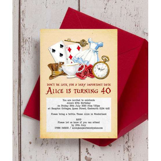 Alice In Wonderland Birthday Party Invitations
 Alice in Wonderland 40th Birthday Party Invitation from £0