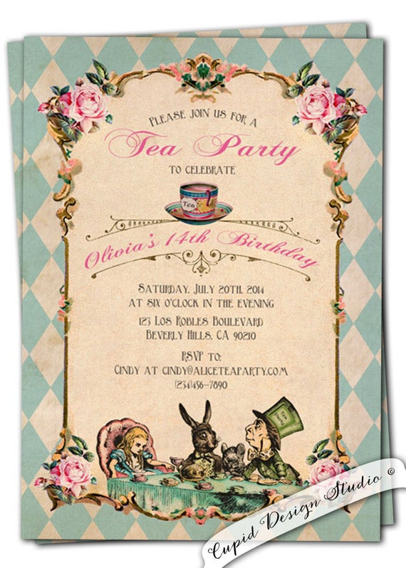 Alice In Wonderland Birthday Party Invitations
 Alice in Wonderland Invitation Birthday baby by CupidDesigns