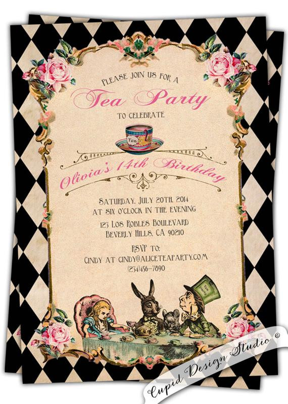 Alice In Wonderland Birthday Party Invitations
 Alice in wonderland Birthday invitation Baby by CupidDesigns