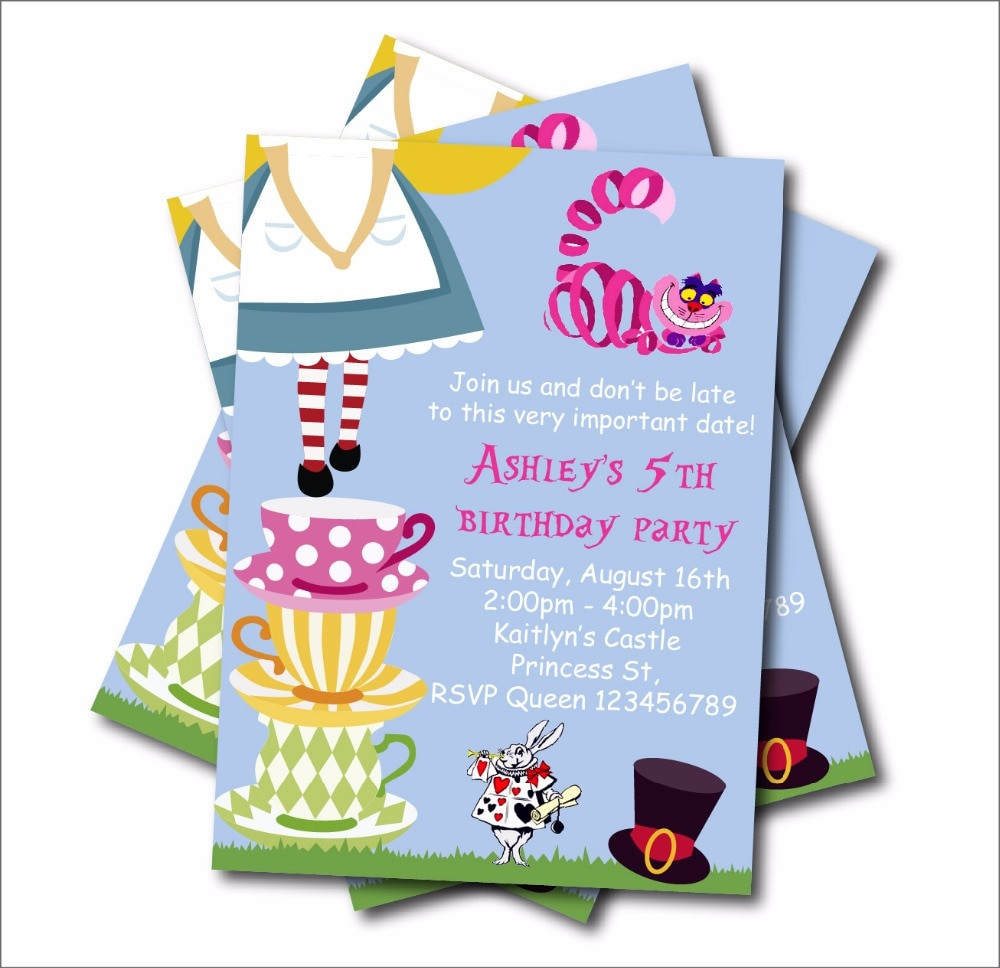 Alice In Wonderland Birthday Party Invitations
 20 pcs lot Alice in Wonderland Birthday Party Invitation