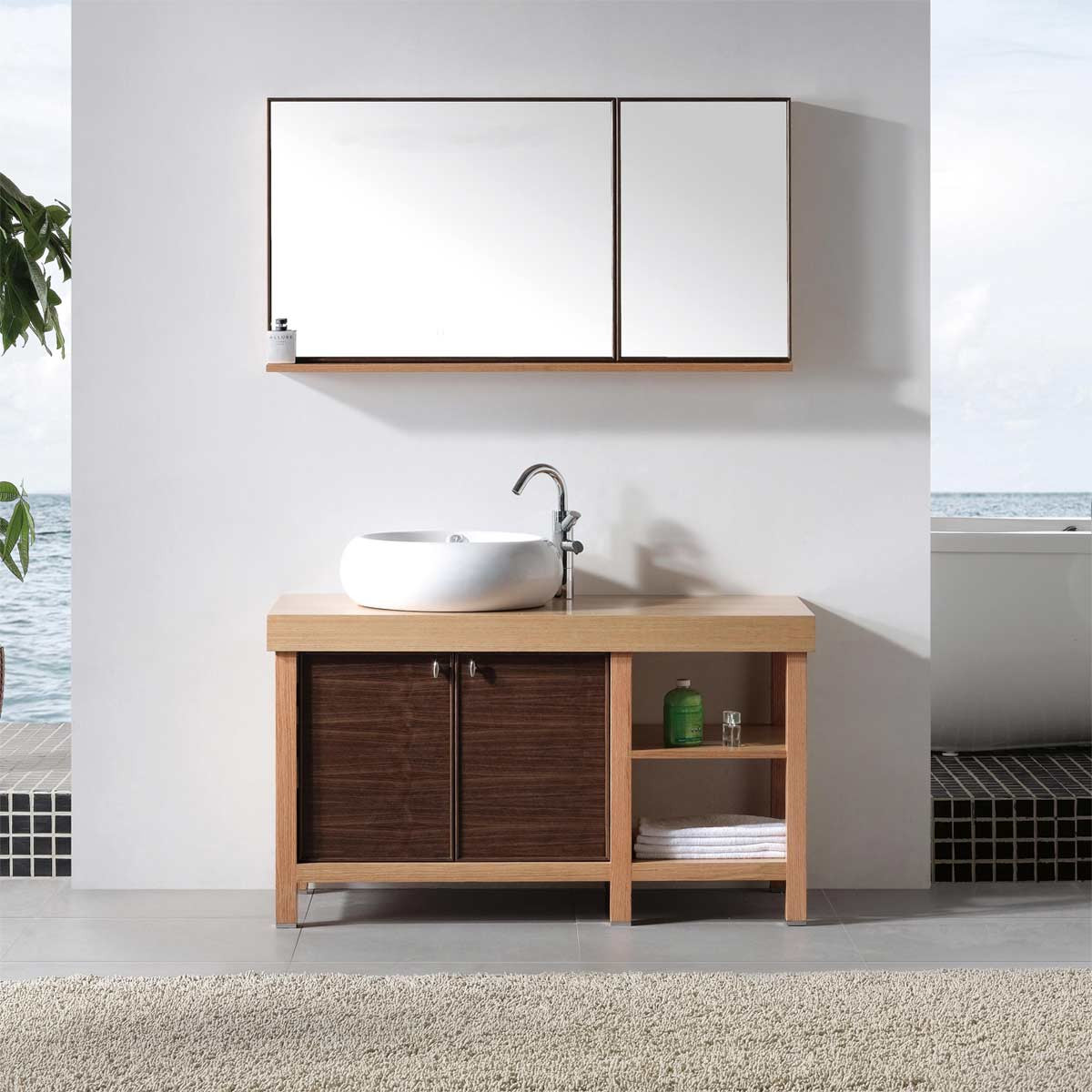 All Wood Bathroom Vanities
 Mirrored sink vanity bathroom l shaped design bathroom
