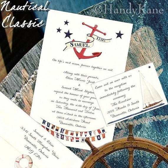 Anchor Wedding Invitations
 Qty 50 Nautical Themed Wedding Invitations party invites