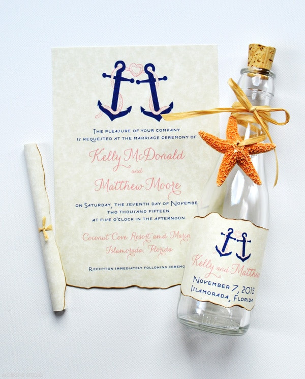 Anchor Wedding Invitations
 Beach Wedding Invitations Nautical Anchor Glass Bottles