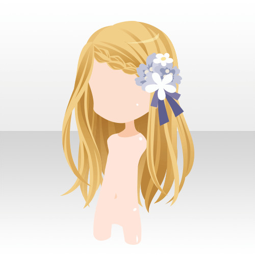 Anime Braid Hairstyle
 Anime hair long blonde braid with flower clip