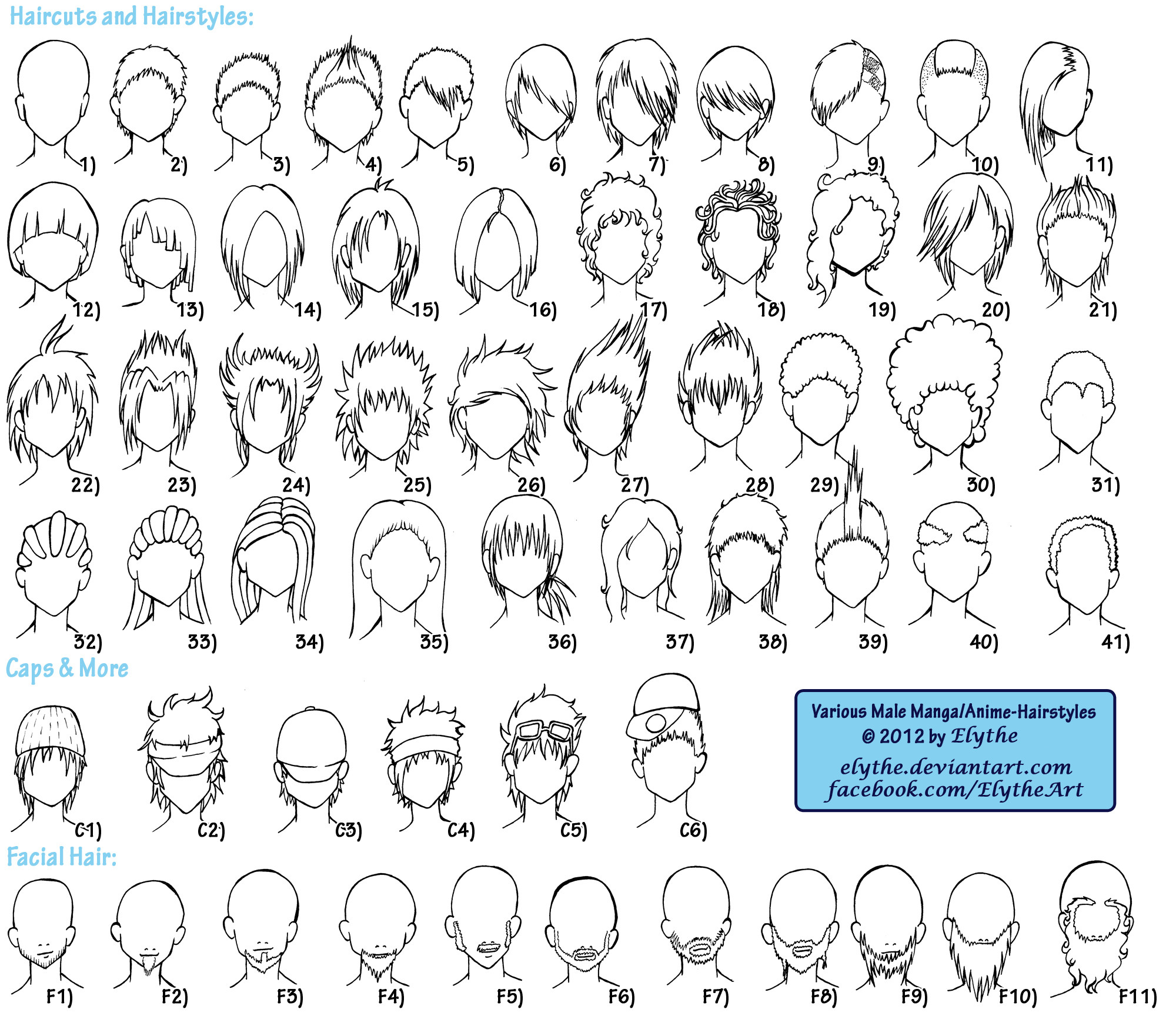 Anime Male Hairstyles
 Various Male Anime Manga Hairstyles by Elythe on DeviantArt